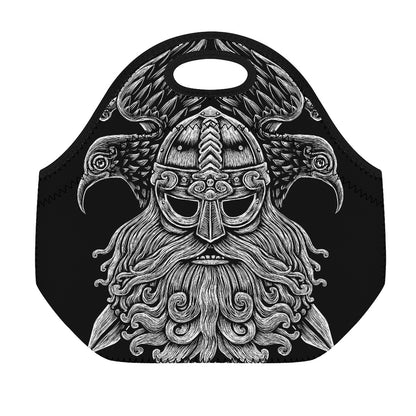 God Odin With Huginn And Muninn Print Neoprene Lunch Bag