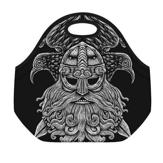 God Odin With Huginn And Muninn Print Neoprene Lunch Bag