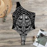 God Odin With Huginn And Muninn Print One Shoulder Bodysuit