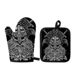 God Odin With Huginn And Muninn Print Oven Mitt And Pot Holder Set