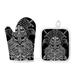God Odin With Huginn And Muninn Print Oven Mitt And Pot Holder Set