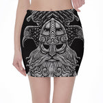 God Odin With Huginn And Muninn Print Pencil Mini Skirt