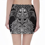 God Odin With Huginn And Muninn Print Pencil Mini Skirt