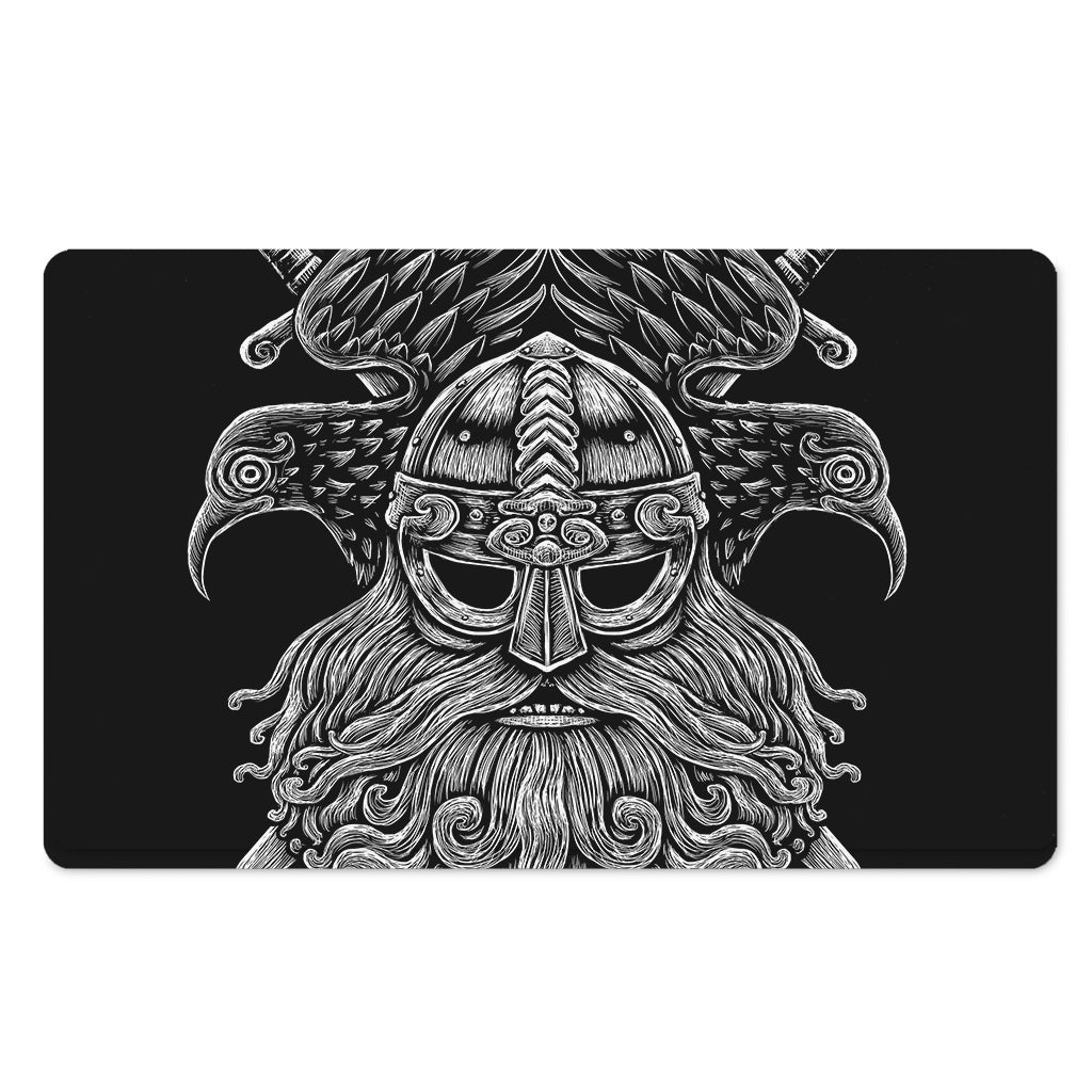 God Odin With Huginn And Muninn Print Polyester Doormat
