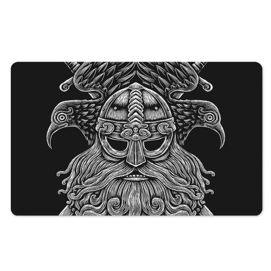 God Odin With Huginn And Muninn Print Polyester Doormat