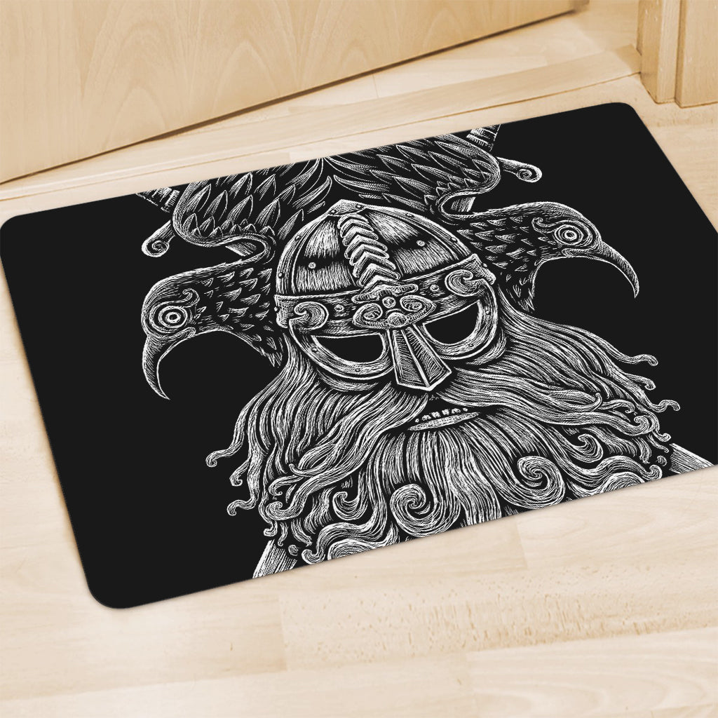 God Odin With Huginn And Muninn Print Polyester Doormat