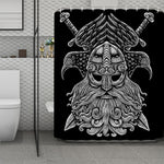 God Odin With Huginn And Muninn Print Polyester Shower Curtain