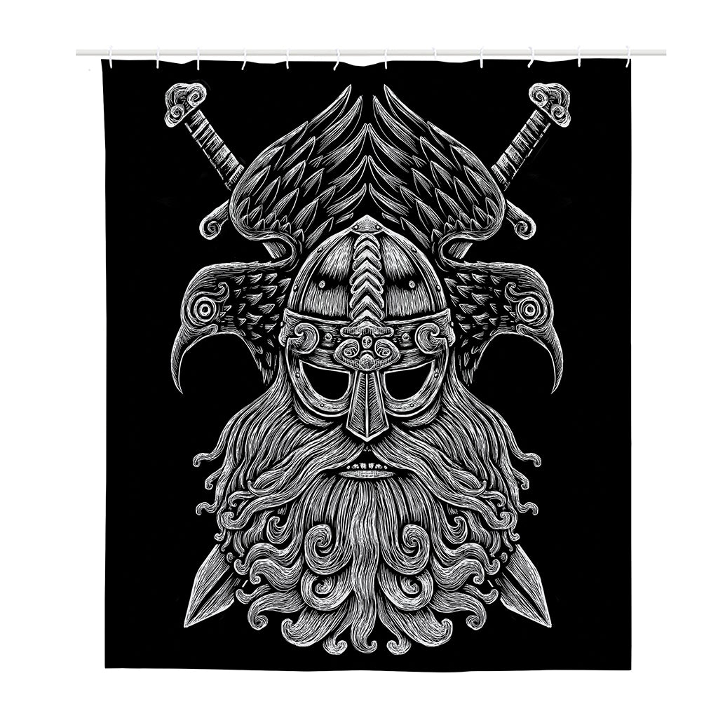 God Odin With Huginn And Muninn Print Polyester Shower Curtain