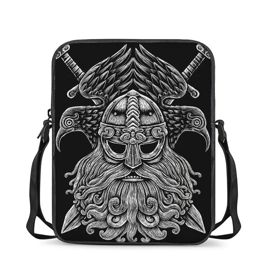 God Odin With Huginn And Muninn Print Rectangular Crossbody Bag