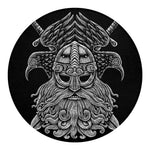 God Odin With Huginn And Muninn Print Round Blanket