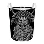God Odin With Huginn And Muninn Print Round Laundry Basket