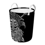 God Odin With Huginn And Muninn Print Round Laundry Basket