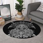 God Odin With Huginn And Muninn Print Round Rug