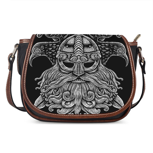 God Odin With Huginn And Muninn Print Saddle Bag