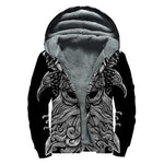 God Odin With Huginn And Muninn Print Sherpa Lined Zip Up Hoodie