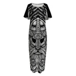 God Odin With Huginn And Muninn Print Short Sleeve Long Nightdress