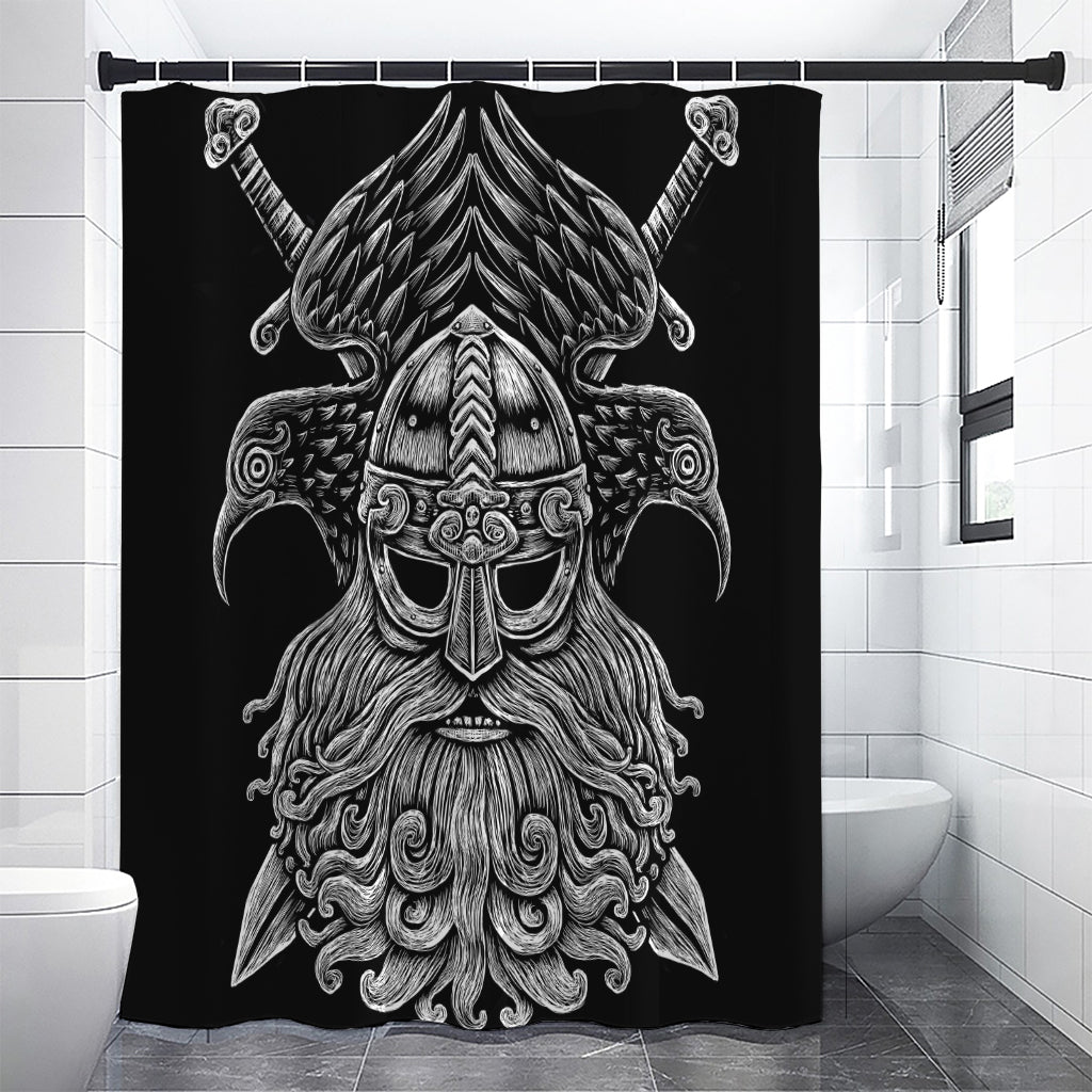 God Odin With Huginn And Muninn Print Shower Curtain