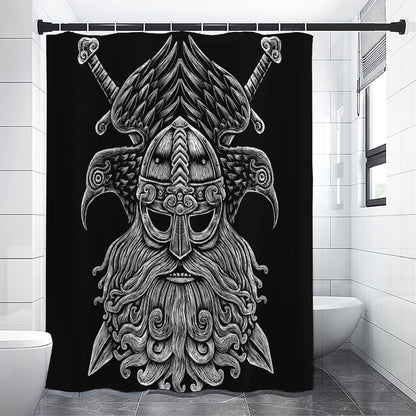 God Odin With Huginn And Muninn Print Shower Curtain