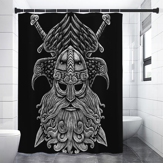 God Odin With Huginn And Muninn Print Shower Curtain