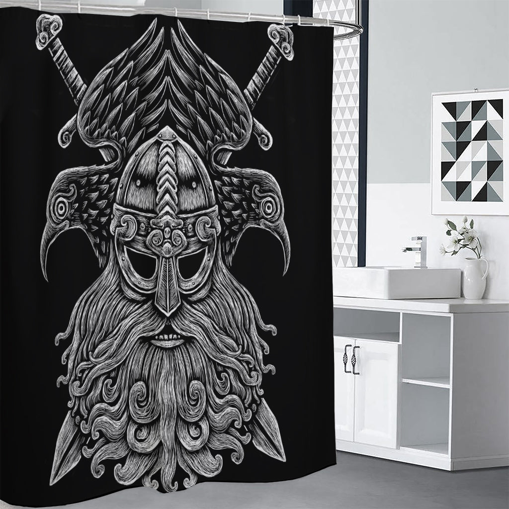 God Odin With Huginn And Muninn Print Shower Curtain