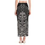 God Odin With Huginn And Muninn Print Side Slit Maxi Skirt