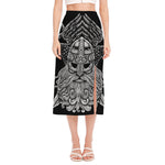 God Odin With Huginn And Muninn Print Side Slit Midi Skirt
