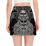 God Odin With Huginn And Muninn Print Side Slit Mini Skirt