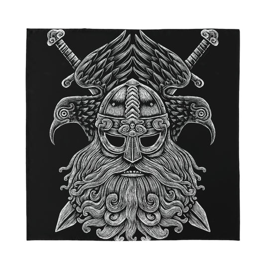 God Odin With Huginn And Muninn Print Silk Bandana