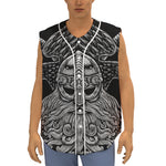 God Odin With Huginn And Muninn Print Sleeveless Baseball Jersey