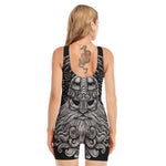 God Odin With Huginn And Muninn Print Sleeveless One Piece Swimsuit