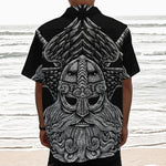 God Odin With Huginn And Muninn Print Textured Short Sleeve Shirt
