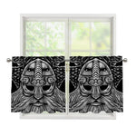 God Odin With Huginn And Muninn Print Tier Curtains