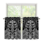 God Odin With Huginn And Muninn Print Tier Curtains