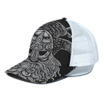 God Odin With Huginn And Muninn Print White Mesh Trucker Cap