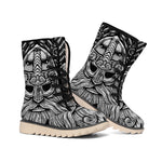 God Odin With Huginn And Muninn Print Winter Boots