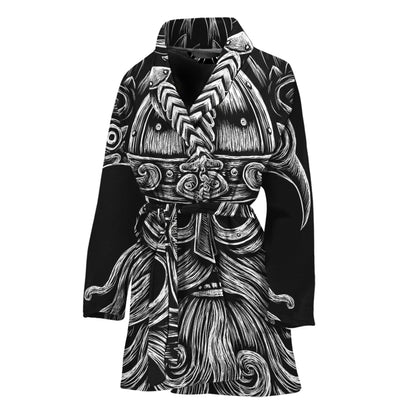 God Odin With Huginn And Muninn Print Women's Bathrobe