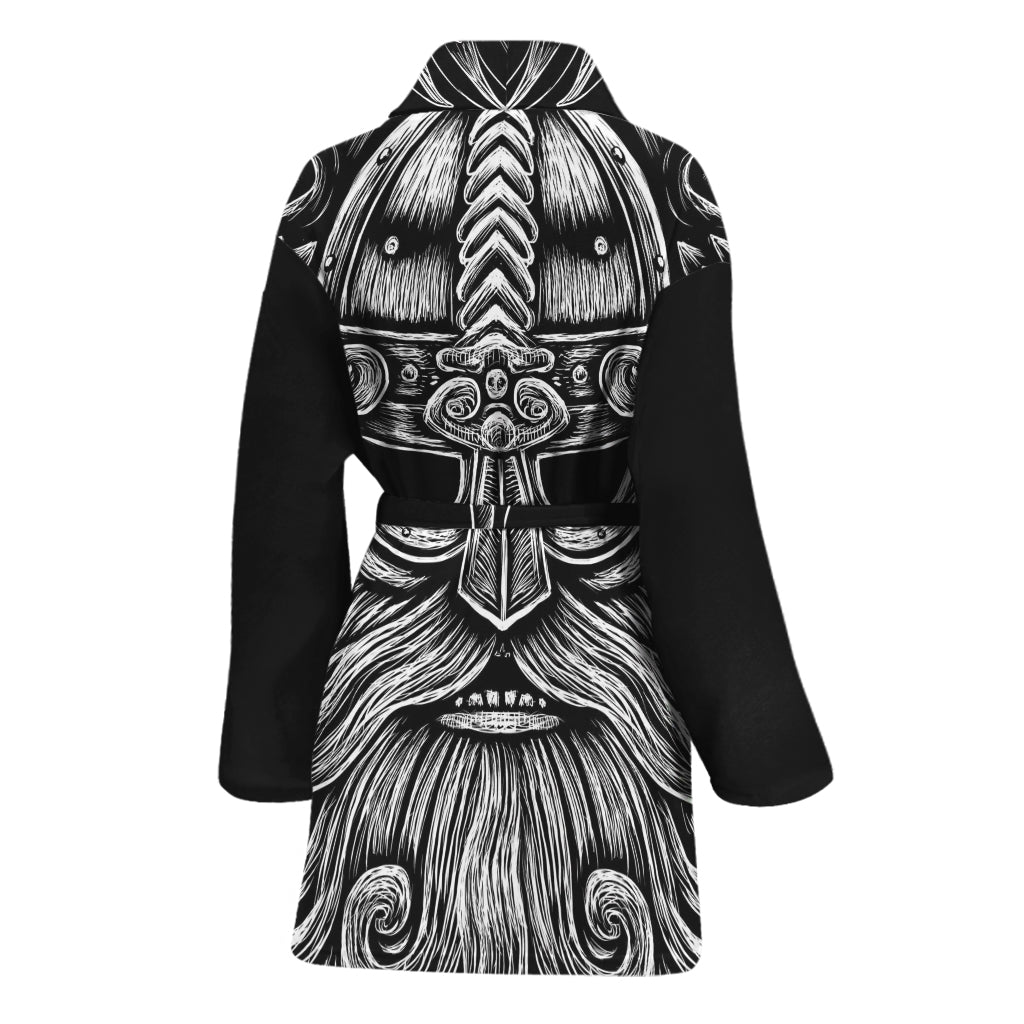 God Odin With Huginn And Muninn Print Women's Bathrobe