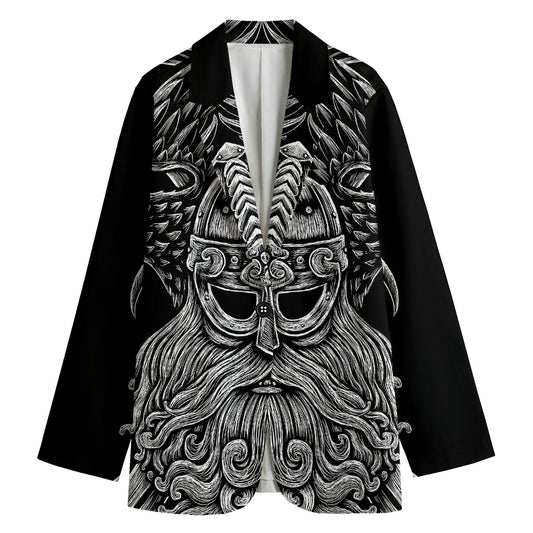 God Odin With Huginn And Muninn Print Women's Blazer