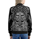 God Odin With Huginn And Muninn Print Women's Bomber Jacket