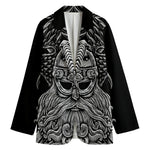 God Odin With Huginn And Muninn Print Women's Cotton Blazer