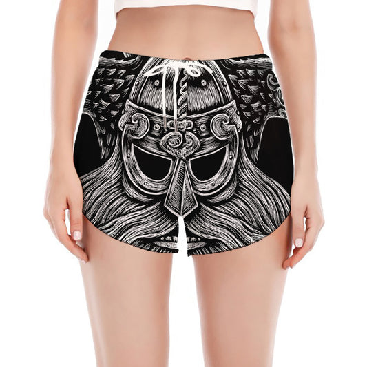 God Odin With Huginn And Muninn Print Women's Split Running Shorts