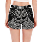 God Odin With Huginn And Muninn Print Women's Split Running Shorts