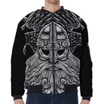 God Odin With Huginn And Muninn Print Zip Sleeve Bomber Jacket
