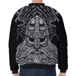 God Odin With Huginn And Muninn Print Zip Sleeve Bomber Jacket