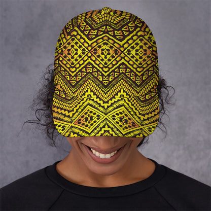 Gold African Ethnic Tribal Pattern Print Baseball Cap