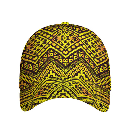 Gold African Ethnic Tribal Pattern Print Baseball Cap