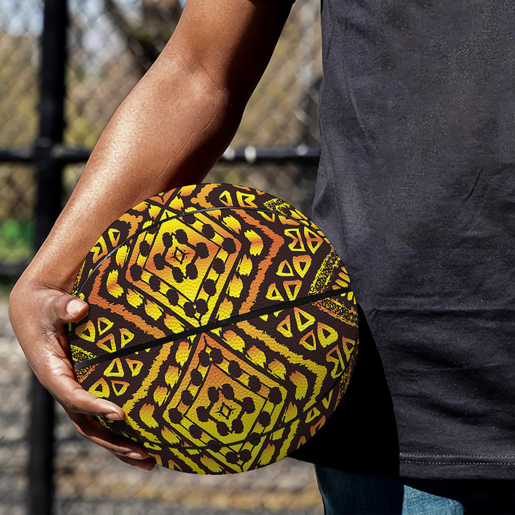 Gold African Ethnic Tribal Pattern Print Basketball
