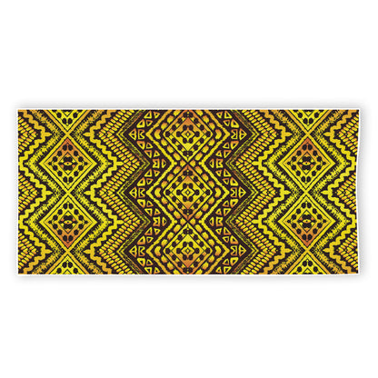 Gold African Ethnic Tribal Pattern Print Beach Towel