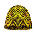 Gold African Ethnic Tribal Pattern Print Beanie