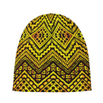 Gold African Ethnic Tribal Pattern Print Beanie